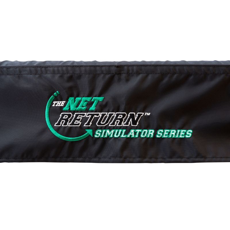 The Net Return Simulator Series embroidery on net frame covering.