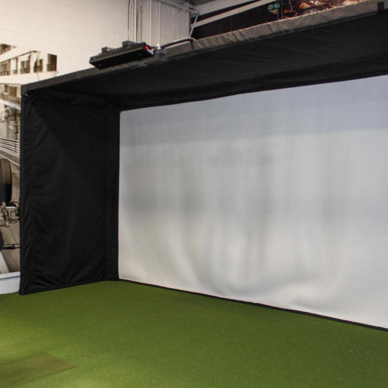 The SportScreen Parlour 16H Golf Simulator Enclosure parlour front view.