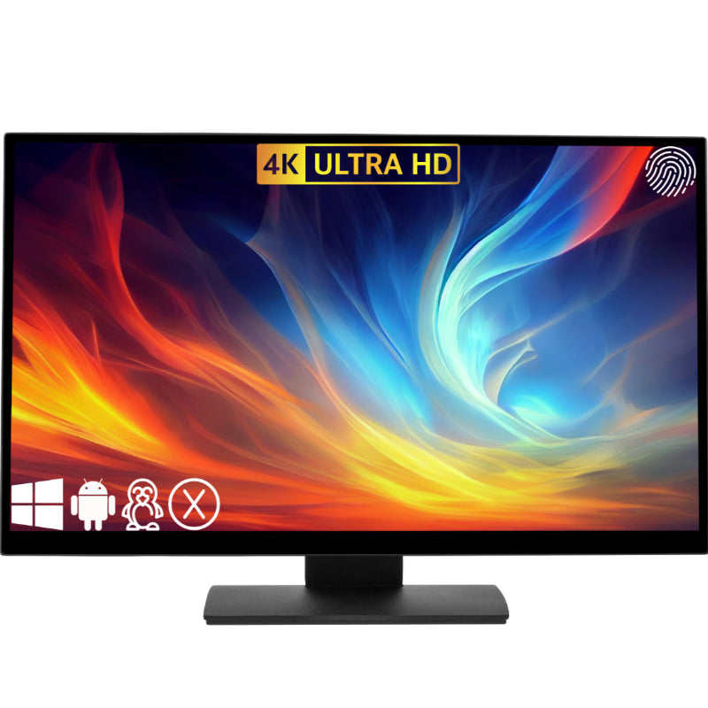 Touch Screen Guru Ultra Series 27" 4K Touch Screen Monitor front view colorful screen.