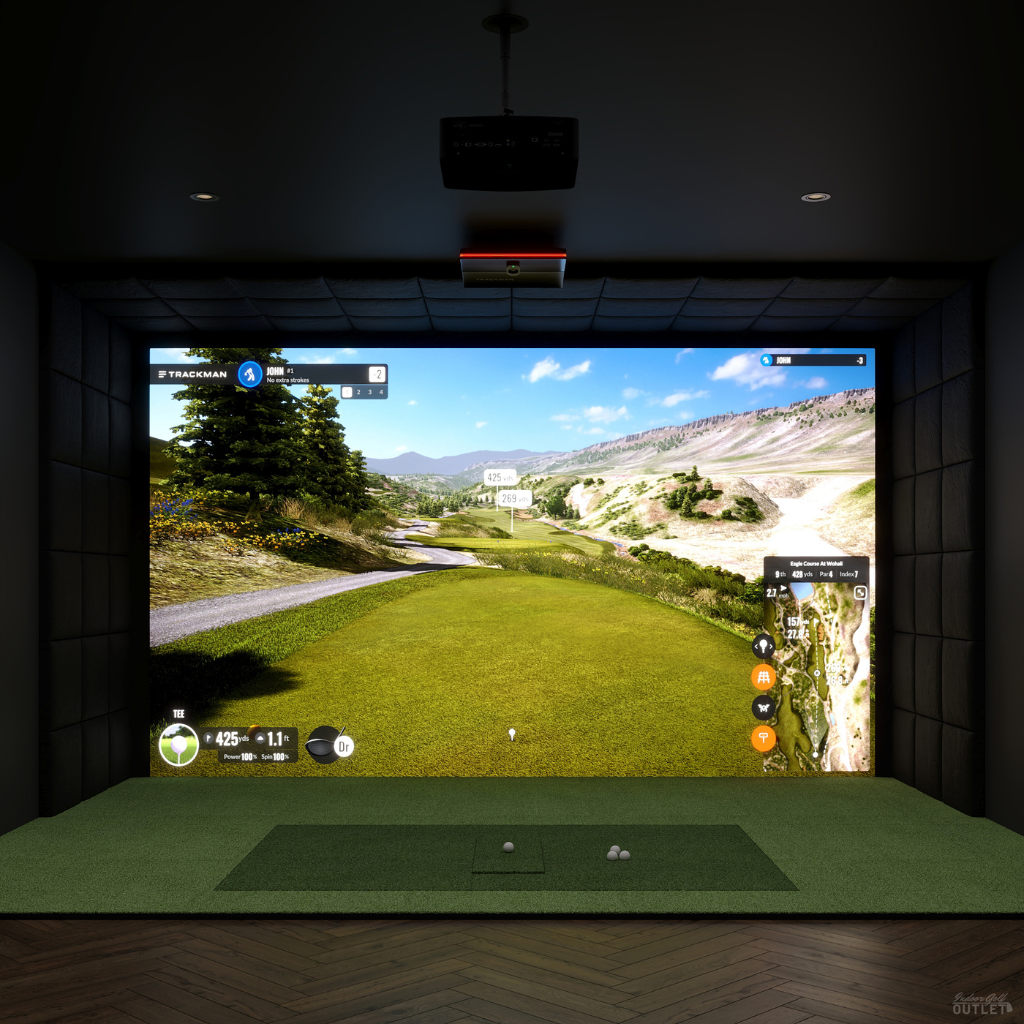 Trackman iO Launch Monitor with Carl's Place Built-In Golf Room Kit.