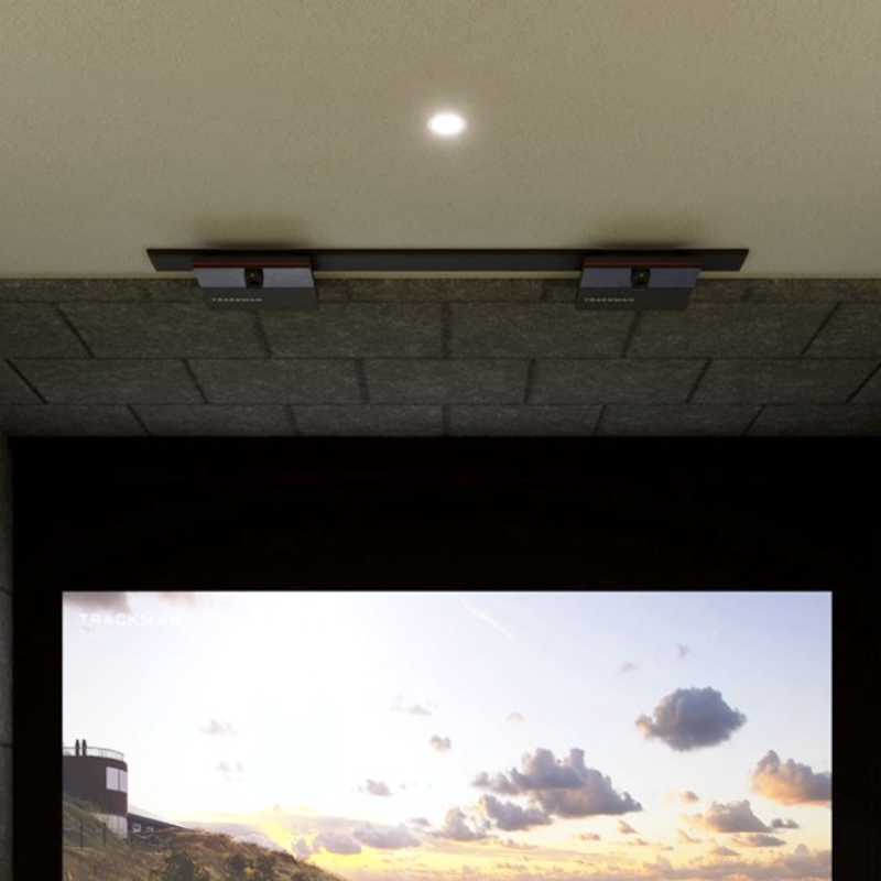 Trackman iO Launch Monitor DUO golf simulator setup.