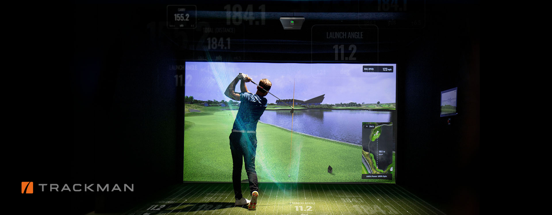 Trackman iO Launch Monitor with golf simulator.