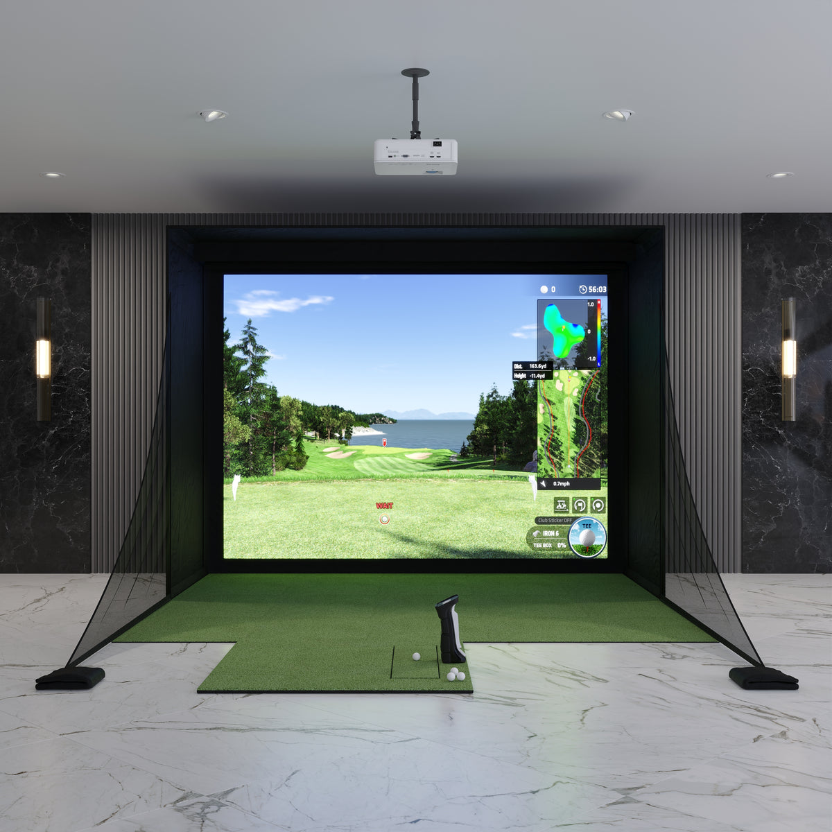 Uneekor EYE MINI DIY12 Golf Simulator Package front view.