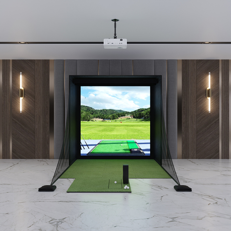 Uneekor EYE MINI LITE DIY Golf Simulator Package with 8x8 Carl&#39;s Place DIY Enclosure.