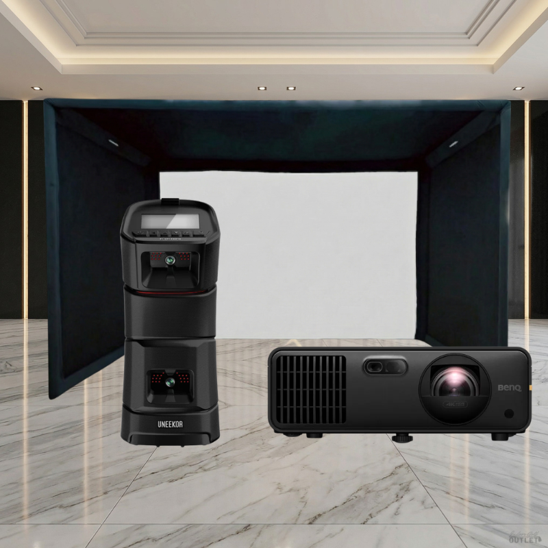 Uneekor EYE MINI Launch Monitor SIGPRO Commercial Golf Simulator Enclosure Projector Package