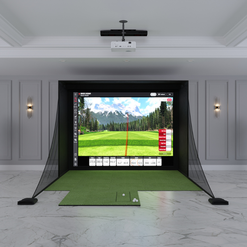 Uneekor EYE XO2 DIY Golf Simulator Package with 8x10.5 Carl&#39;s Place DIY Enclosure.