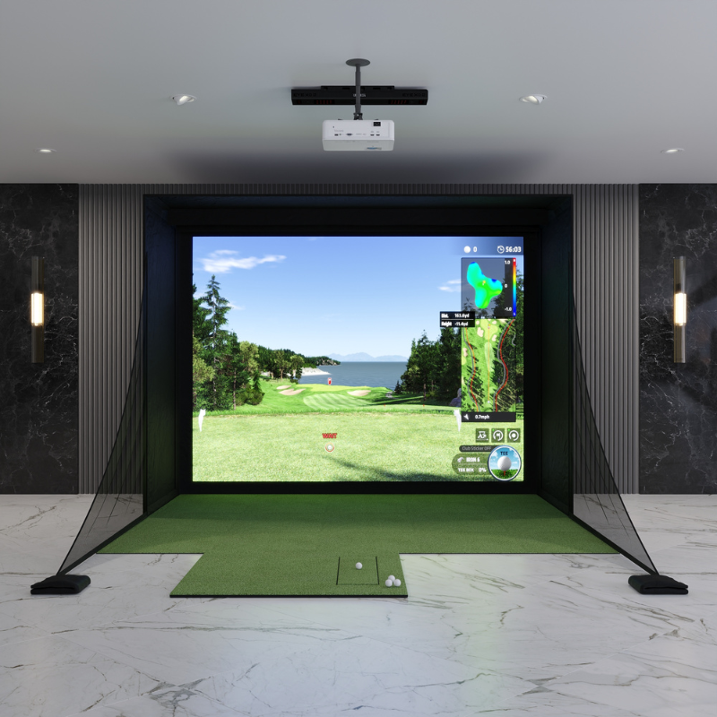 Uneekor EYE XO2 DIY Golf Simulator Package with 9x12 Carl's Place DIY Enclosure.