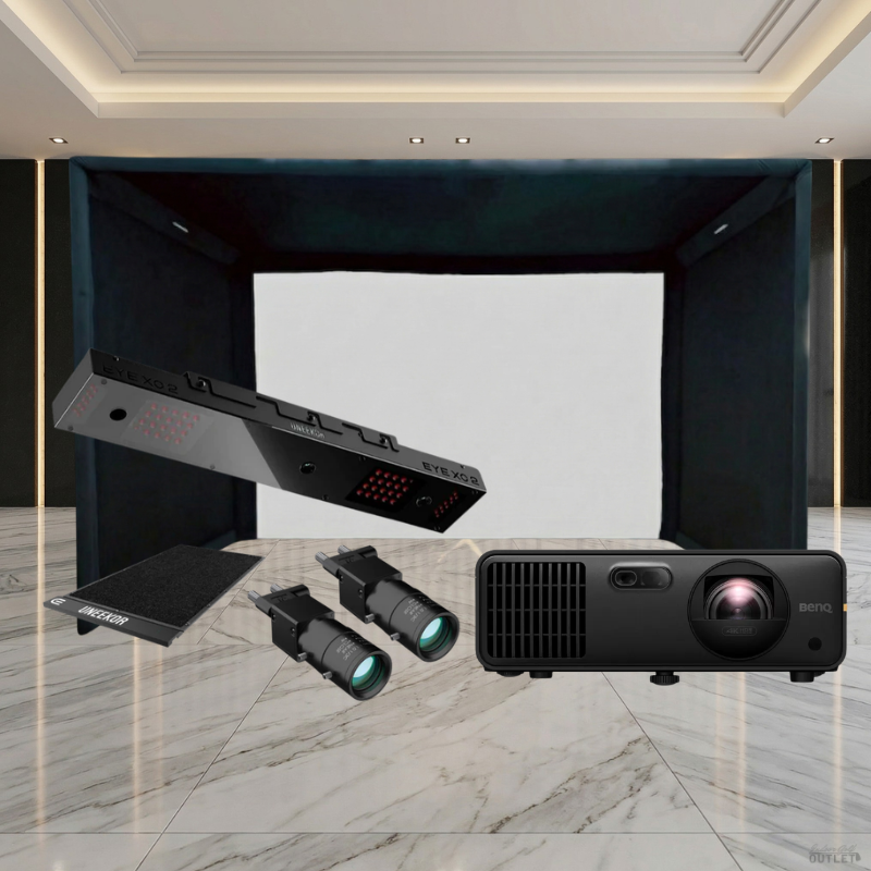 Uneekor EYE XO2 Performance Bundle Launch Monitor SIGPRO Commercial Golf Simulator Enclosure Projector Package