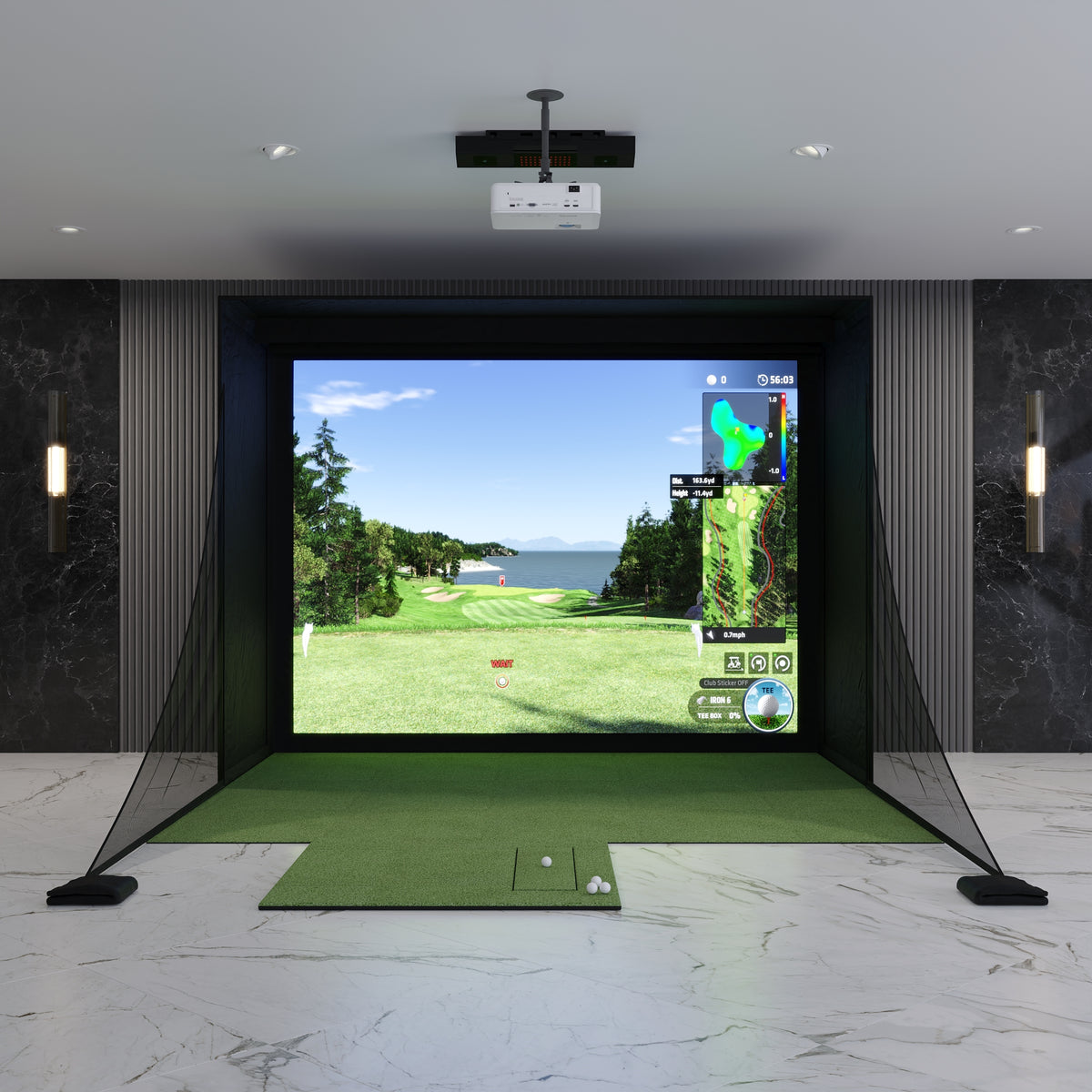 Uneekor QED DIY Golf Simulator Package with a 9x12 Carl&#39;s Place DIY Enclosure.