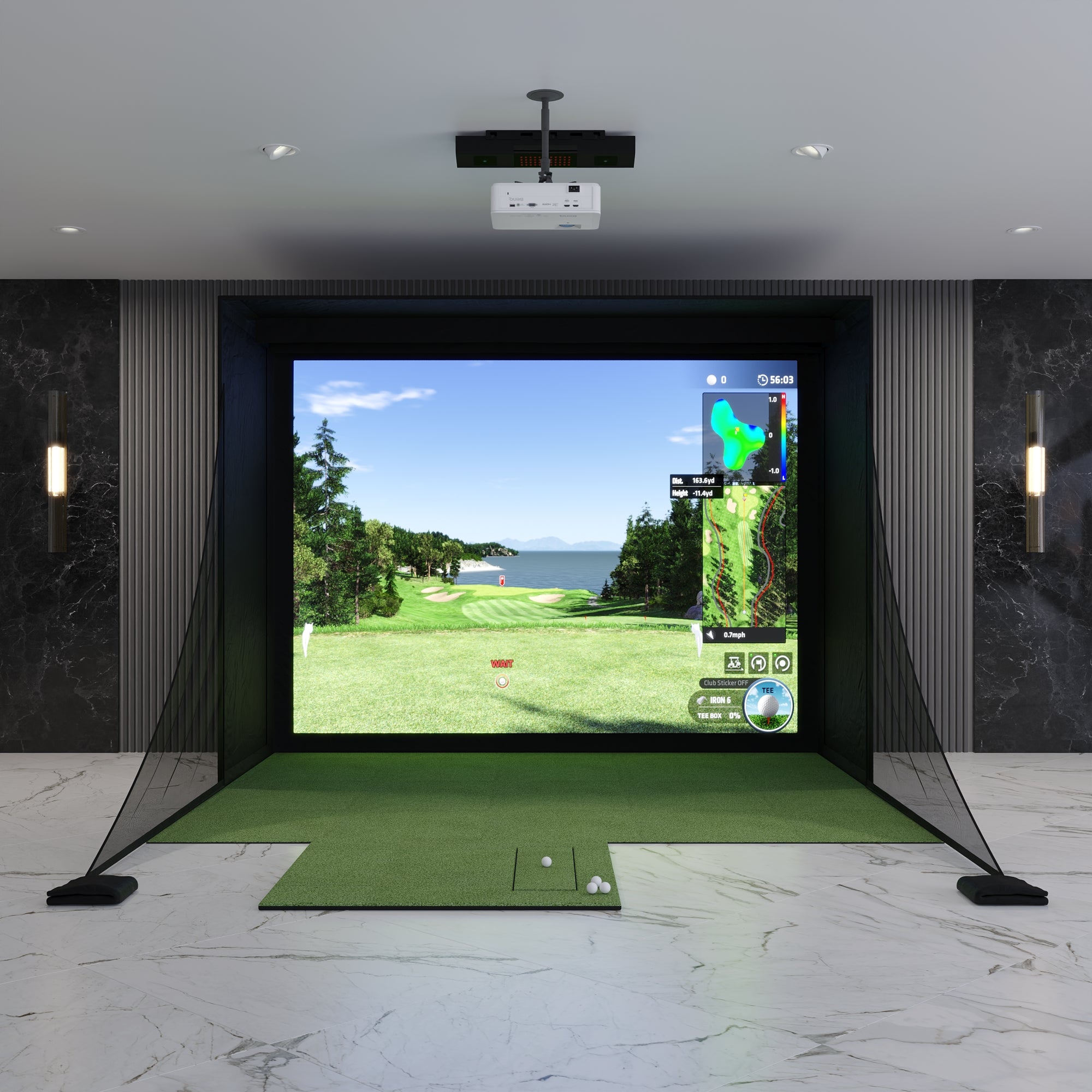Uneekor QED DIY Golf Simulator Package with a 9x12 Carl's Place DIY Enclosure.