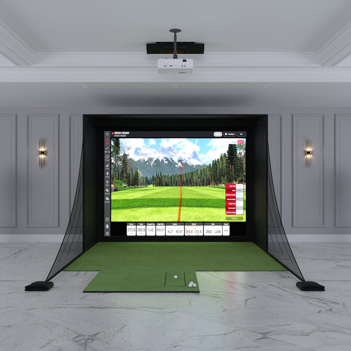 Uneekor QED DIY Golf Simulator Package with a 8x10.5 Carl&#39;s Place DIY Enclosure.