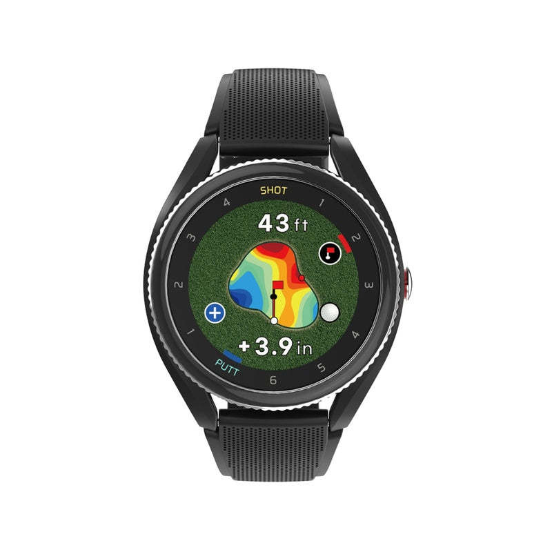 Voice Caddie T9 Golf GPS Watch black front view.