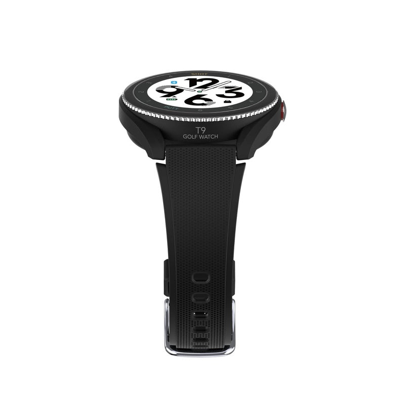 Voice Caddie T9 Golf GPS Watch black side view.