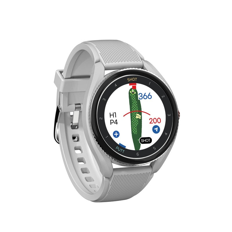 Voice Caddie T9 Golf GPS Watch gray left tilt.