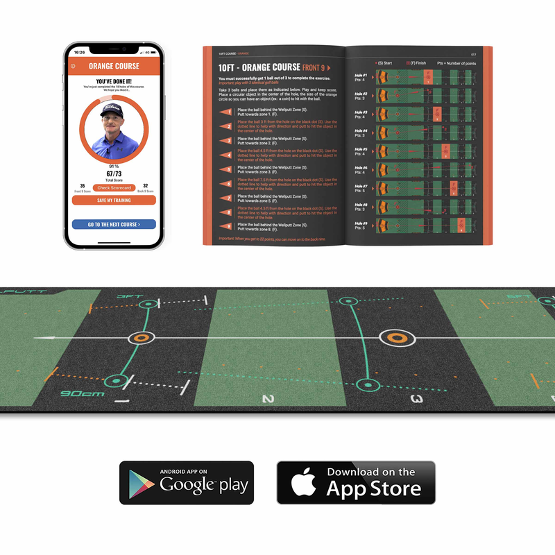 Orange training course guide and Wellputt app for the mat.