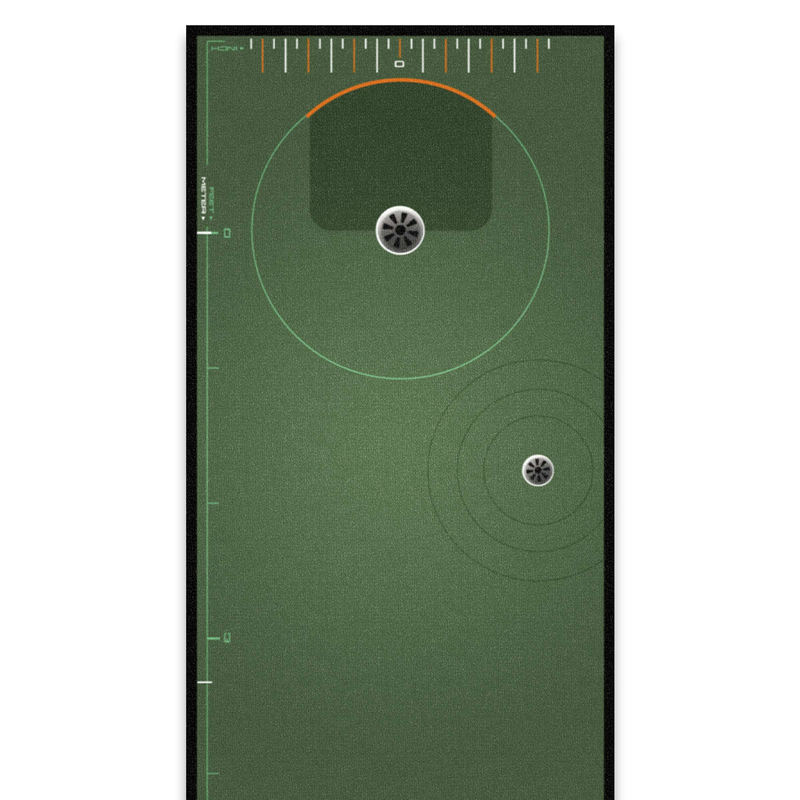Closeup of the Ultimate Fitting mat target ring and ruler markings.