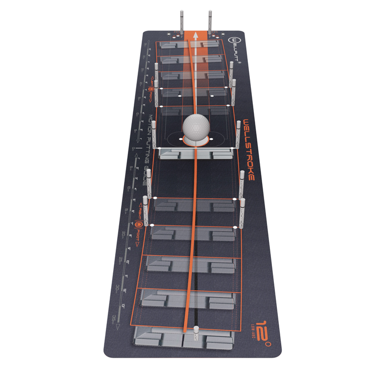 Wellstroke trainer with pins and a golf ball on the track.