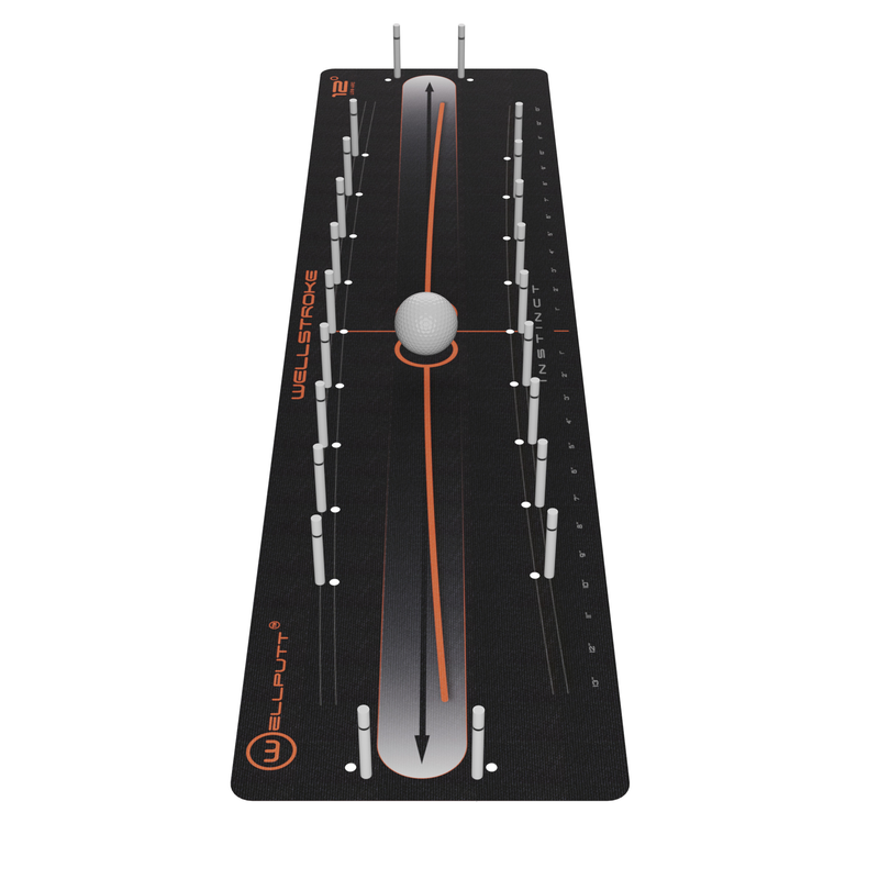 Wellstroke Instinct all black putting stroke trainer top view.