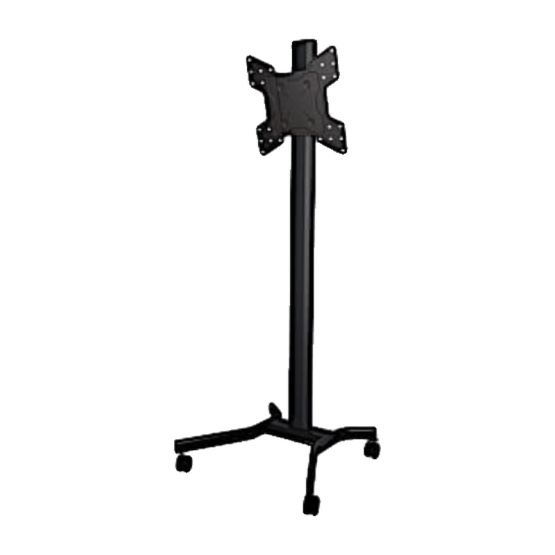 Adjustable Mobile Cart for 32" to 55" Screens angled front view of an adjustable mobile TV cart with a black mount on a wheeled base.