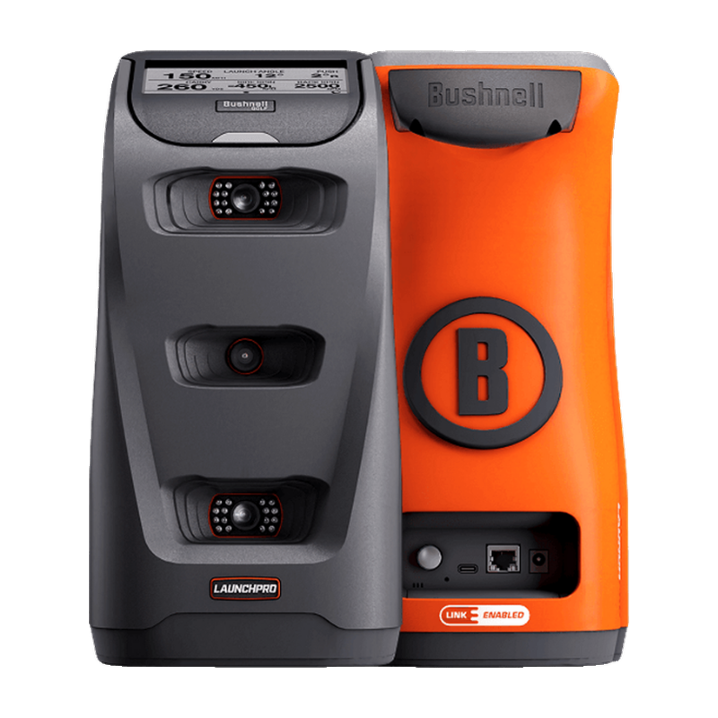 Bushnell Golf Launch Pro Circle B Edition Launch Monitor front and back.