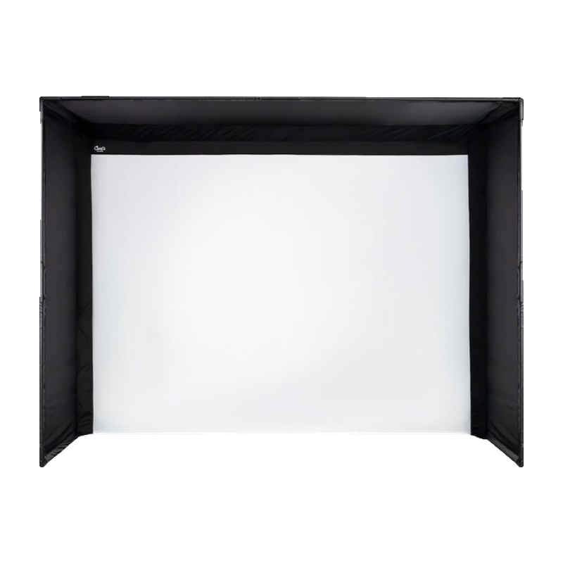 Carl's Place DIY Golf Simulator Enclosure Kit with Impact Screen front view.