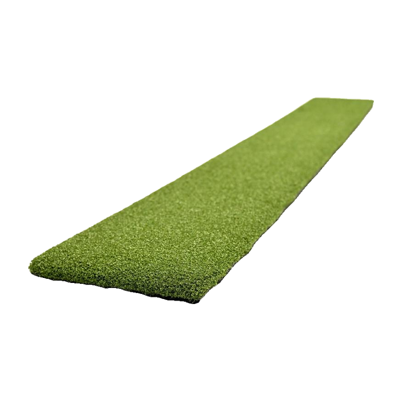 Carls Place Golf Mat Extension Strip angled view of green turf with black base.