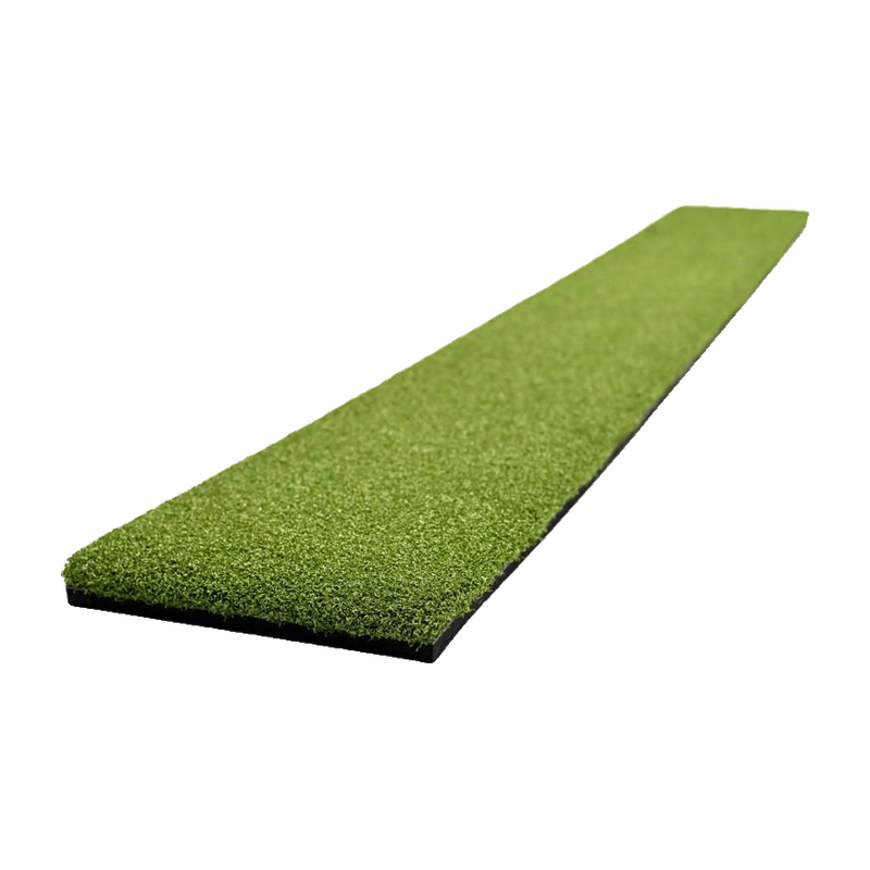 Carls Place Golf Mat Extension Strip angled view of green turf with black base.