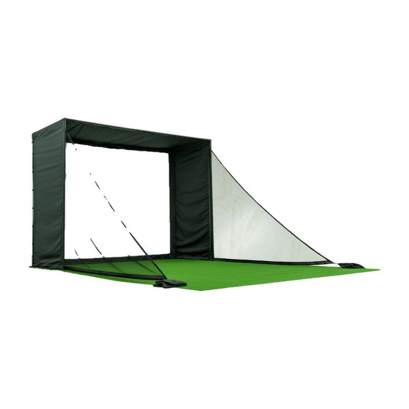 Carl's Place Net Wall Extensions installed on a golf simulator enclosure.