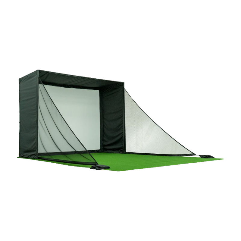 Carl's Place Net Wall Extensions installed on a golf simulator enclosure.