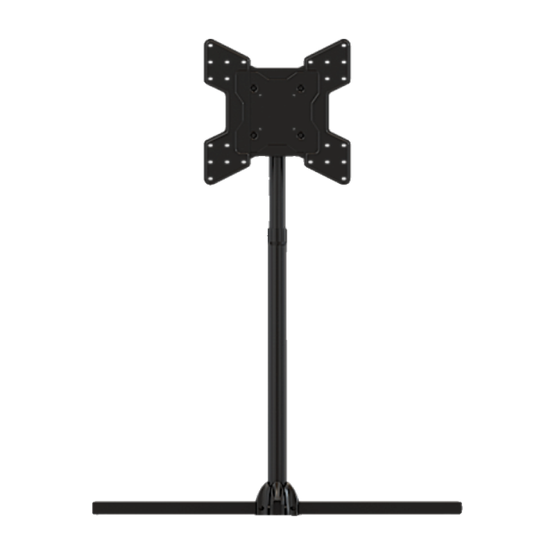 Collapsible Floor Stand for 32" to 75" Displays-front view of the black frame fully upright floor stand.