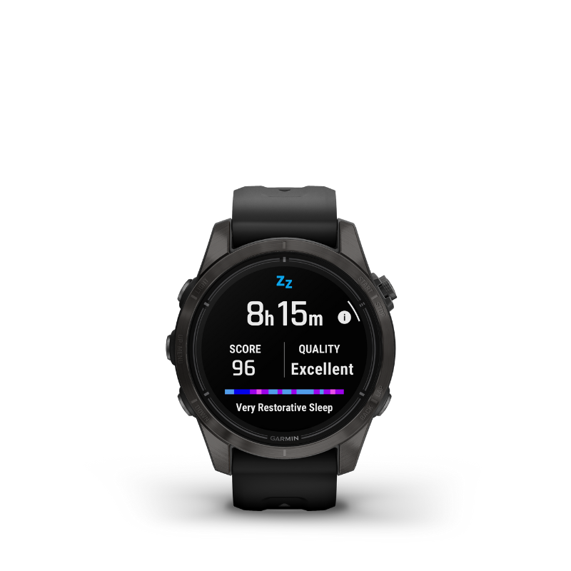 Garmin epix Pro (Gen 2) Sapphire Edition Carbon Gray with Black Band Smartwatch sleep view user interface.