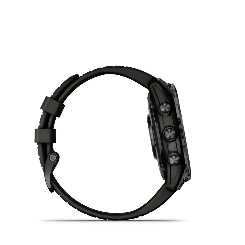 Garmin epix Pro (Gen 2) Standard Edition Smartwatch 47 mm Slate Gray with Black Band left side view.
