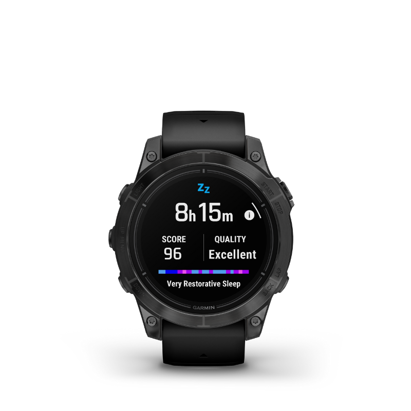 Garmin epix Pro (Gen 2) Standard Edition Smartwatch 47 mm Slate Gray with Black Band sleep view user interface.