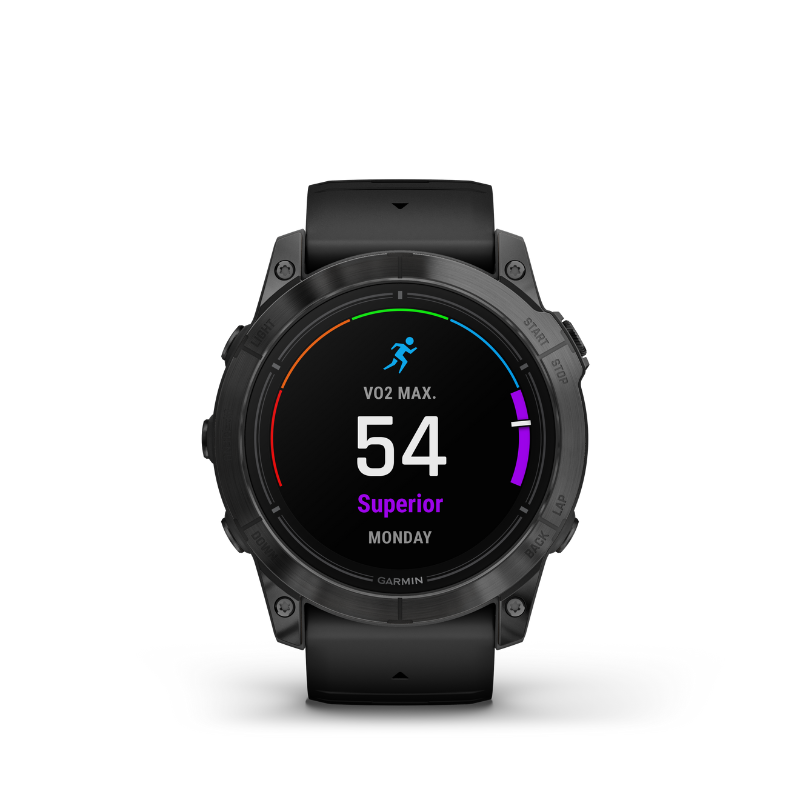 Garmin epix Pro (Gen 2) Standard Edition Smartwatch 51 mm Slate Gray with Black Band VO2 user interface.