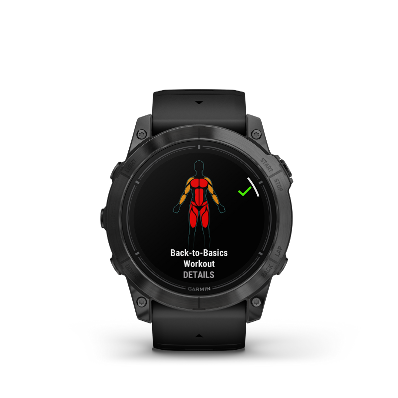Garmin epix Pro (Gen 2) Standard Edition Smartwatch 51 mm Slate Gray with Black Band back-to-basics workout user interface.