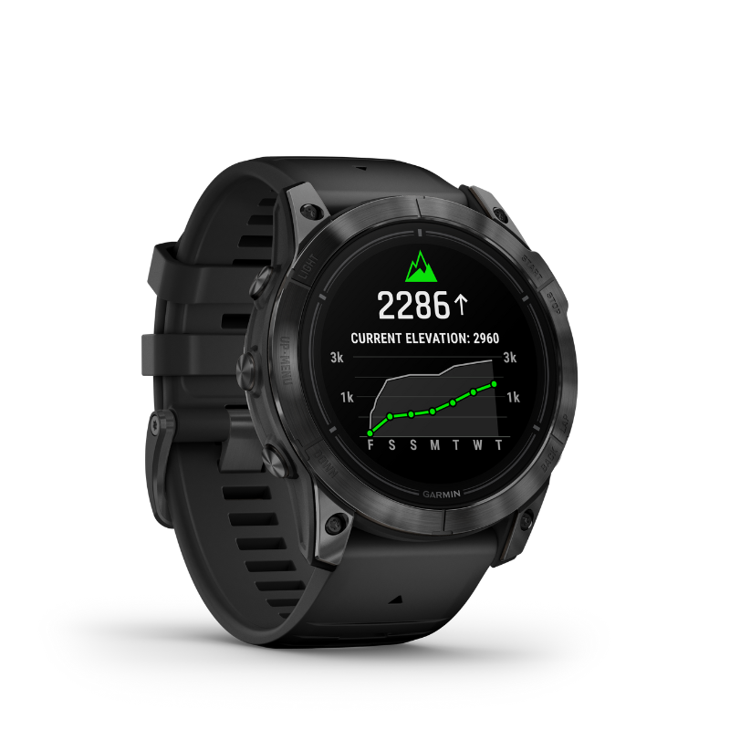 Garmin epix Pro (Gen 2) Standard Edition Smartwatch 51 mm Slate Gray with Black Band current elevation user interface.