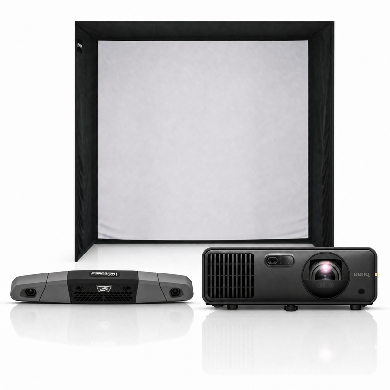 Foresight Sports Falcon launch monitor with SIG enclosure and projector golf simulator package