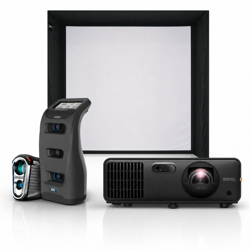 Foresight Sports GC3 launch monitor with SIG enclosure and projector golf simulator package