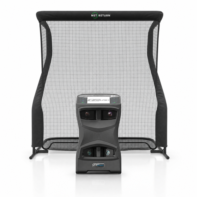 Foresight Sports GCQuad launch monitor with Net Return golf net golf simulator package