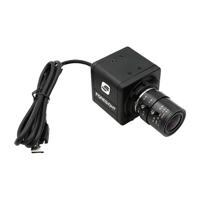 Foresight Sports USB Swing Camera angled view with usb cable attached.