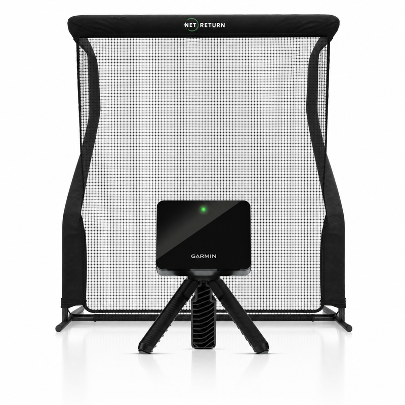 Garmin Approach R10 launch monitor with Net Return golf net golf simulator package