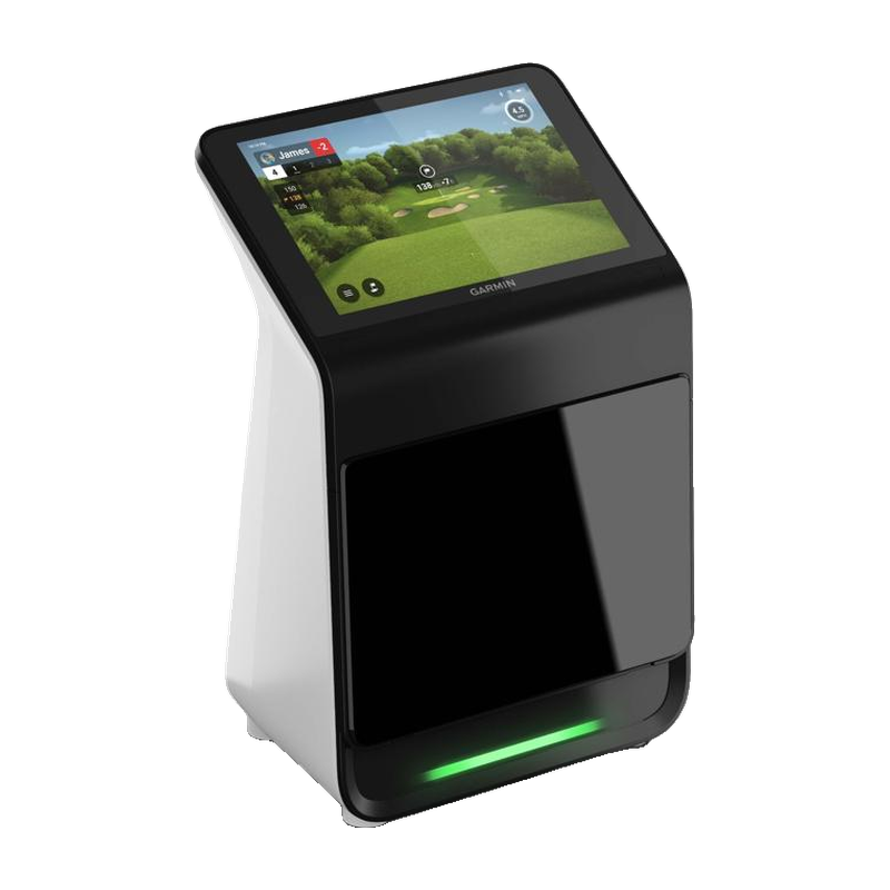 Garmin Approach R50 Golf Launch Monitor and Simulator front angle screen on.