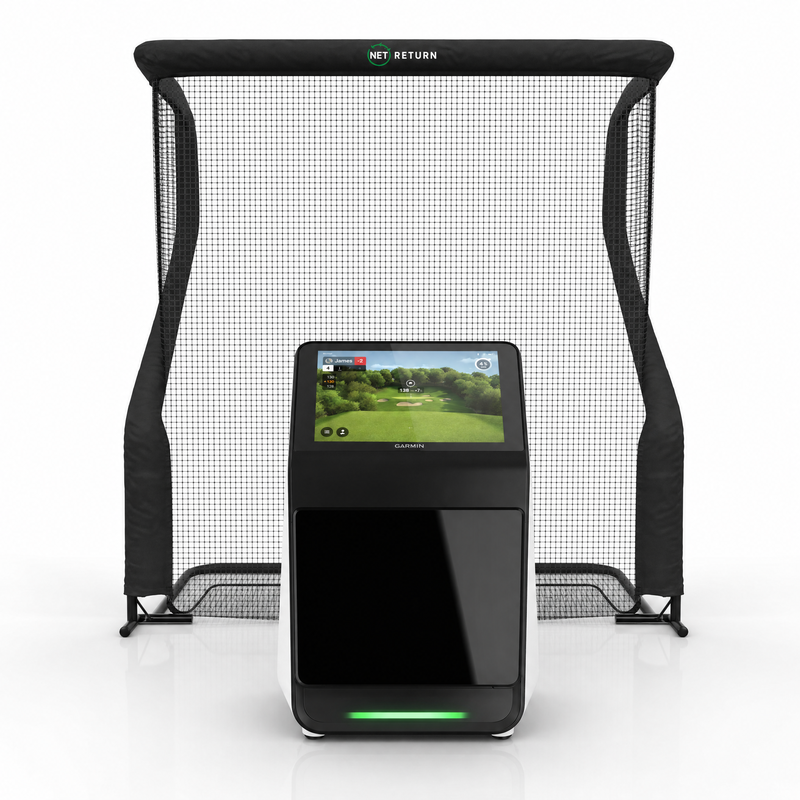 Garmin Approach R50 launch monitor with Net Return golf net golf simulator package