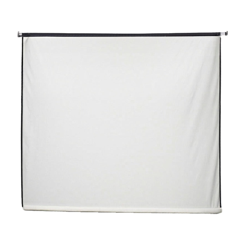 Impact Sports Motorized Retractable Golf Impact Screen front view of the white motorized retractable impact screen with weighted bottom lip.