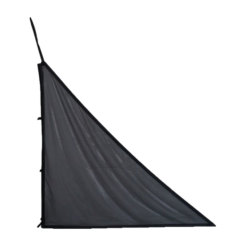 Impact Sports Triangular Net Barriers (Set of 2) single barrier shown side on with its bound edge and corner ties.
