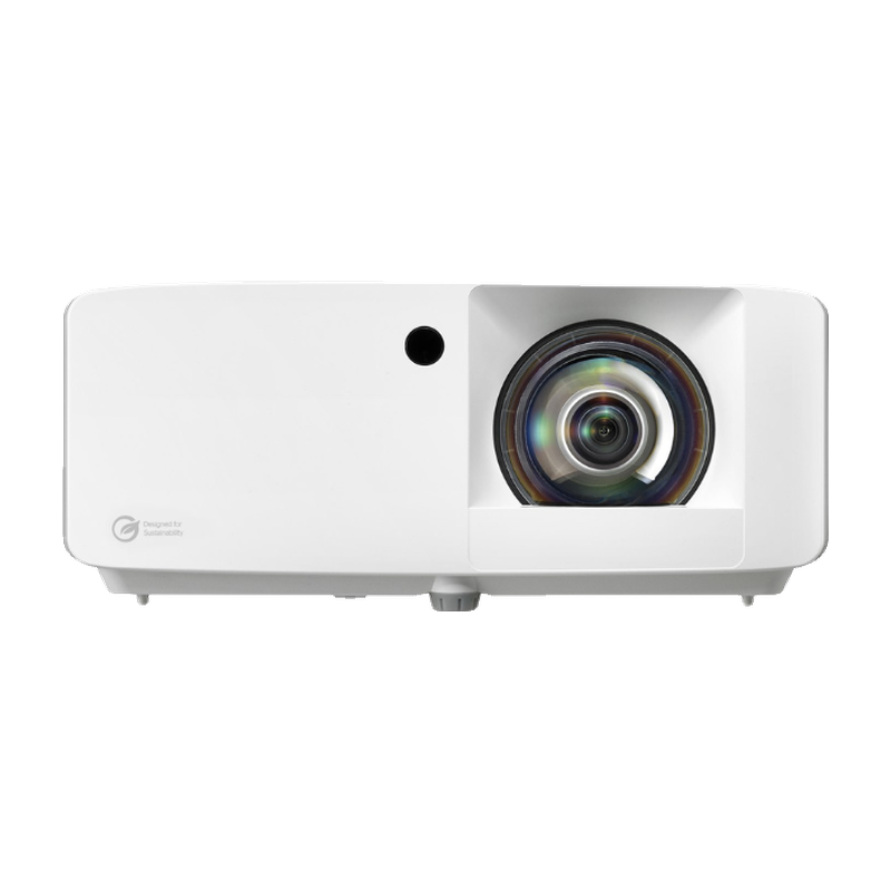 Optoma UHZ35ST 4K 3500 Lumens UHD Short Throw Golf Simulator Projector front view.