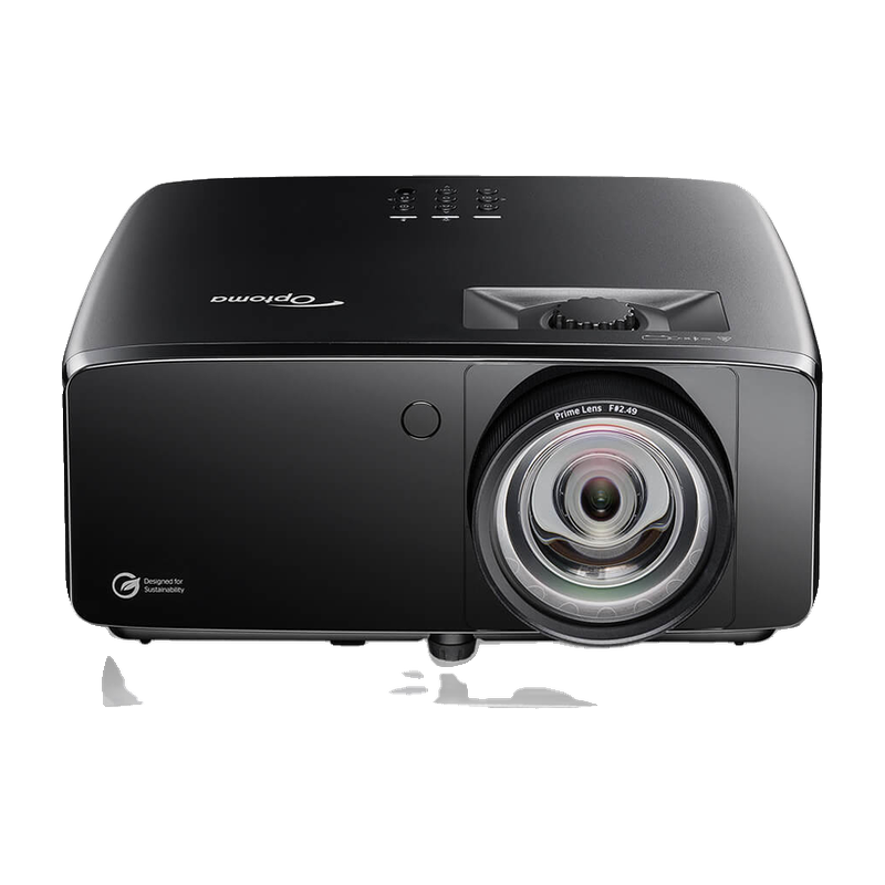 Optoma ZK521ST-B 5000-Lumens 4K UHD Short Throw Golf Simulator Projector front view.