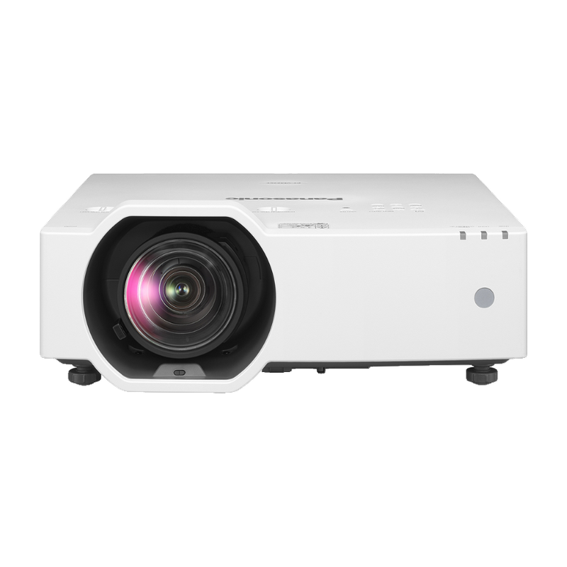 Panasonic PT-VMZ7STU7 7000-Lumen WUXGA Short Throw Golf Simulator Projector front view.