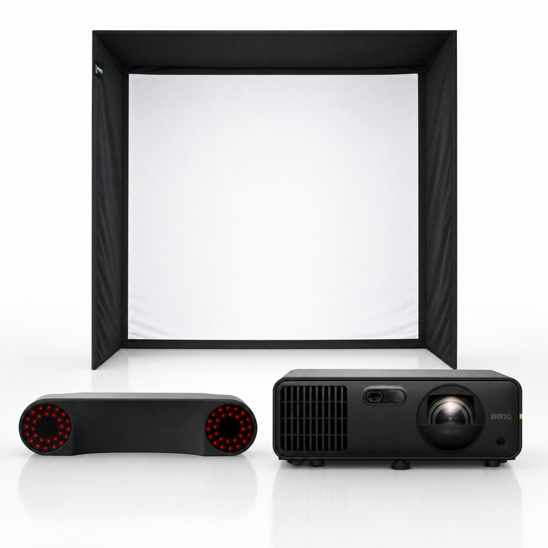 ProTee United VX launch monitor with SIG enclosure and projector golf simulator package