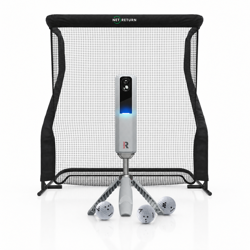 Rapsodo MLM2PRO launch monitor with Net Return golf net golf simulator package